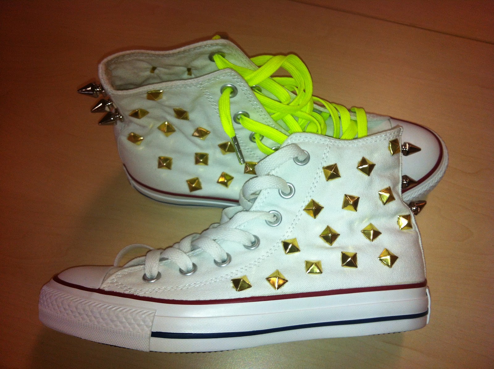 Gold studded deals white converse