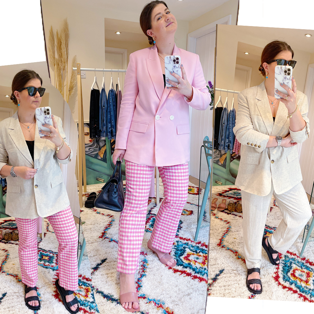 gingham_trousers_chunky_sandals_linen_suit