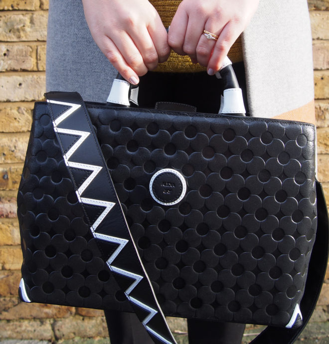 Lucy Felton with Alexa Jay's Domino handbag