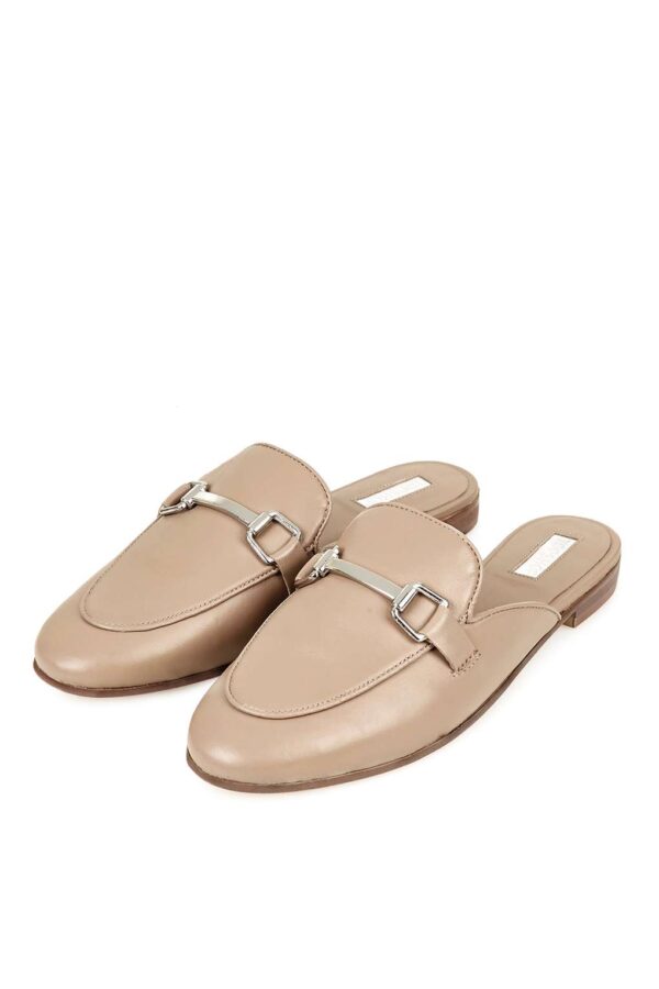 Nude Topshop Backless Loafers Snaffle Buckle Detail