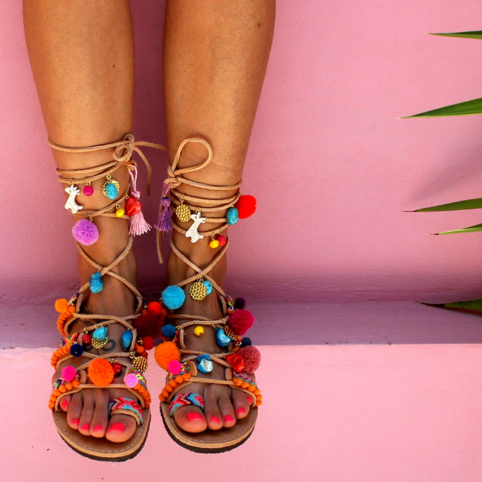 pom pom sandals