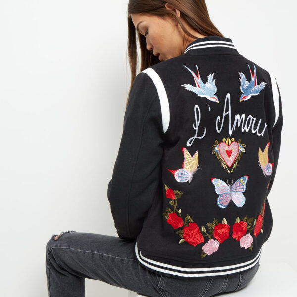 New Look Embroidered Bomber Jacket