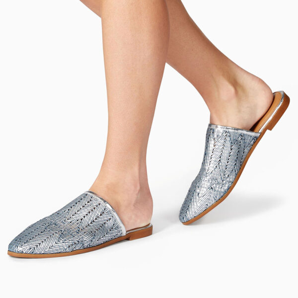 Silver weave mules