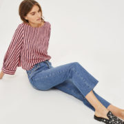 Topshop Dree cropped kick flare jeans