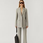 Joseph Joan Jacket and Trousers suit with sunglasses and bag