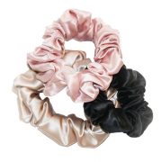 pink black and oyster hair scrunchie